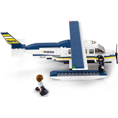 214Pcs Seaplane Model Educational Building Blocks Toys For Kids DIY Birthday Present Sluban 0361 Small Bricks Compatible With