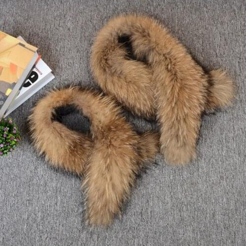 NGSG Genuine Fur Collar Raccoon Scarf Super 100% Real Raccoon collar 80cm Winter Warm Women Coat Collar Scarves 100CM SF13060-61