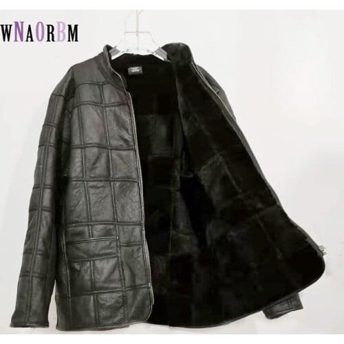 2021 new warm mens fur jacket mens 100% real sheepskin coat, mens suit, leather jacket, thick, size custom