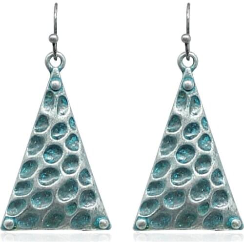 Charm Vintage Bronze Triangle Honeycomb pattern Earrings Bohemia Ethinc Drop Earrings Women Eardrop Fashion Jewelry Gift