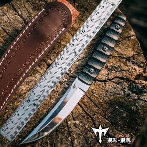 Volton Outdoor sharp knife, portable defense knife, field survival straight knife, wild jungle knife, fine knife 9cr18mov blade