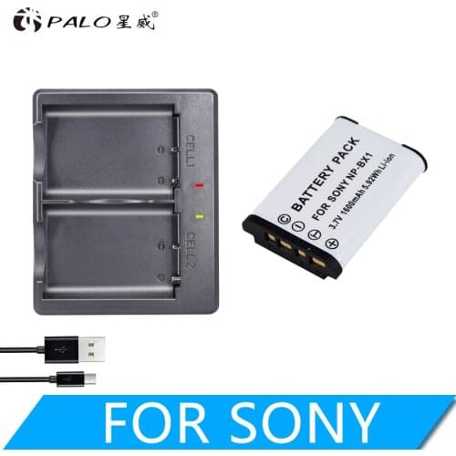 PALO 1Pcs NPBX1 NP-BX1 NP BX1 Battery Packs + LED Dual USB Charger for Sony DSC RX1 RX1 As100V M3 m2 HX300 HX400 HX60 HX60 GWP88