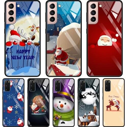 Merry Christmas Santa Claus for gifts Glass Case For Samsung Galaxy S20 S21 FE S21 S20 S10 S9 S8 Plus Ultra 5G S10Lite Shell