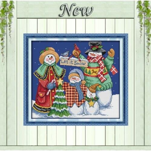 Santa Claus Christmas snowman,Pattern print on the canvas DMC 11CT 14CT Cross Stitch kit,needlework embroider for Set,Home Decor
