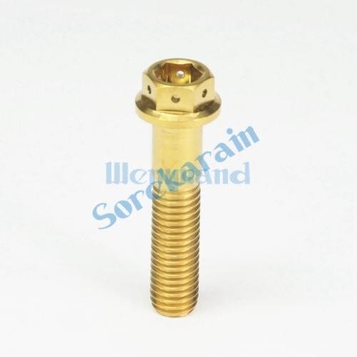 1.5mm Pitch M10x45mm Golden GR5 Titanium Motorcycle Hex Head Flange Bolts