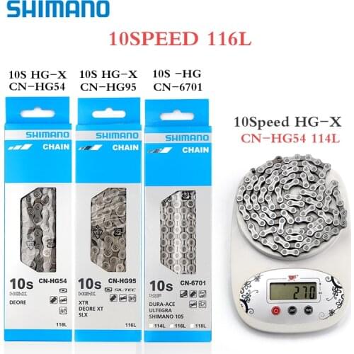 SHIMANO 10 Speed Chain HG54 HG95 CN-4601 6701 Road MTB Bicycle Bike Chains KMC X10/X10EPT/X10EL/X10L/X10SL DLC 114/116L chain