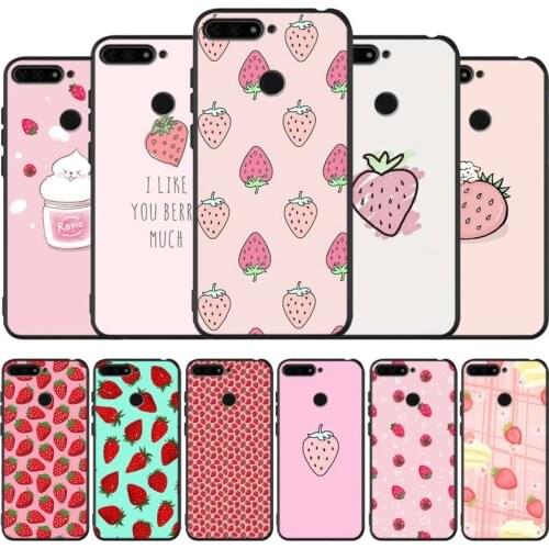 Strawberry black Silicone Phone Case For honor 30 20 Pro 8 8X 9 10 20 Lite Mate 10 20 30 Lite Pro cover