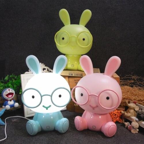 Glasses Rabbit Led USB Night Lamp Modern Cartoon Night Light Children Baby Kids bedroom Christmas Gift Touch switch decor lights