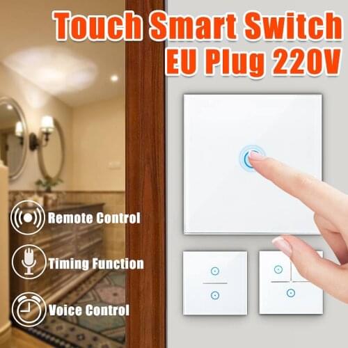 110-240V WiFi Smart Light Switch Glass Panel Touch Switch Home Smart Wall Switch Compatible With Alexa Google Assistant