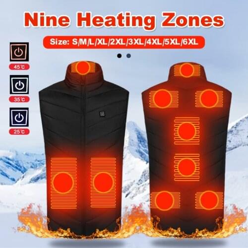 Unisex Heated Jackets heated vest mens chaleco termico hombre 9 Places Heating Vest Winter Outdoor Warm Clothing 발열조끼 난방조끼