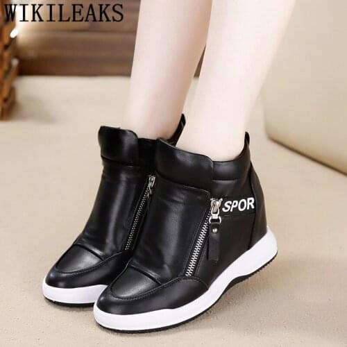 Height Increasing Womens Shoes Platform Sneakers Tenis Feminino Flat Black Shoes Woman Zapatillas Mujer Casual Sapato Feminino
