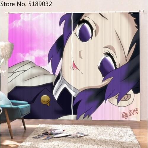 Japan Anime Window Curtain 2 Panels Polyester Blackout Curtain for Bedroom Living Room Kitchen Demon Slayer Window Curtain