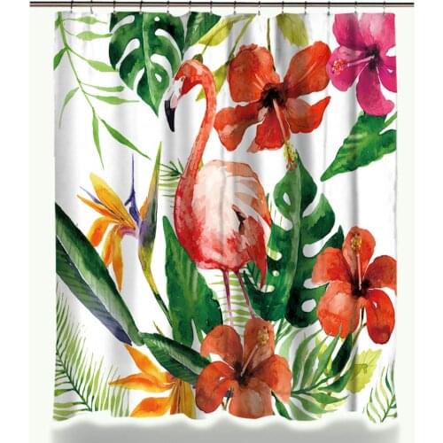 Tropical Flamingo Pattern Shower Curtain Waterproof Polyester Fabric Curtain for The Bathroom Accessories Home Decor