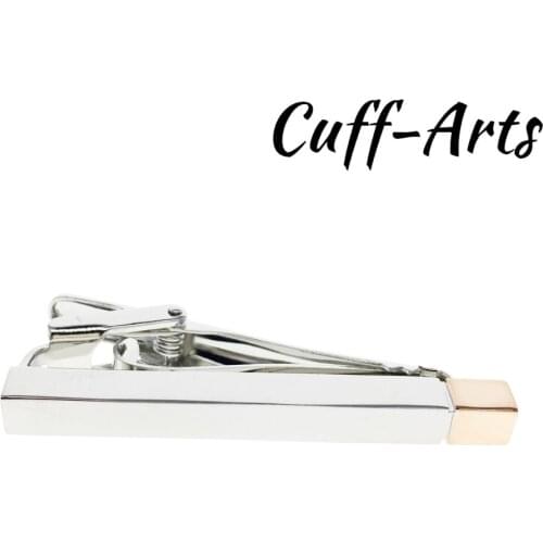 New Simple Fashion Cuboid Tie Clip for Men Metal Gold Tone Simple Bar Clasp Practical Necktie Clasp Tie Pin for Mens Gift T10035