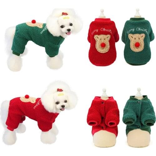 Winter Warm Pet Dog Clothes for Small Dogs Christmas Elk Puppy Cat Jumpsuit Yorkies Pomeranian Overalls Dog Sweater pull chien