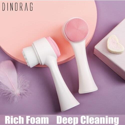 1Pcs Facial Brush Silicone Face Cleansing Brush Double Side Soft Exfoliating Spa Massage Deep Pore Facial Skin Care Beauty Tools