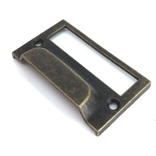 10PCS Retro Filing Card Holder Drawer Pull | Label Frames holders Cabinet Drawer Dresser label holder Pulls handle 61*36MM