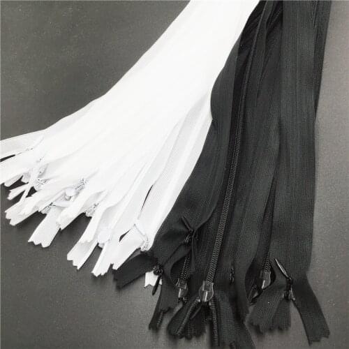 20pcs/lot white black Invisible zipper 25/40/50/60cm Back cushion Skirt Hidden 3# Nylon Zipper for sewing/Garment accessory DI
