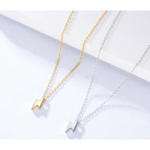 2021 New Trendy Fashion Necklace For Women Ladies Small Neck Chain With Lightning Pendant Real 925 Silver Necklaces Gifts
