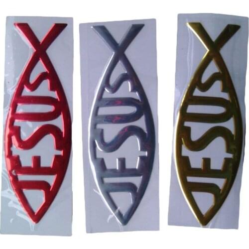 Jesus Fish 3D Car sticker Soft PVC Chromed Emblem Badge Car Styling Decoration Waterproof Decal Christian Decal Sticker