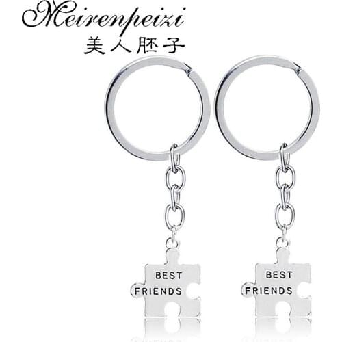 Best Friends Jigsaw Key Chains Trendy Jewelry Metal Key Ring Puzzle Keychain For Friends Birthday Gift Friendship Key Holder