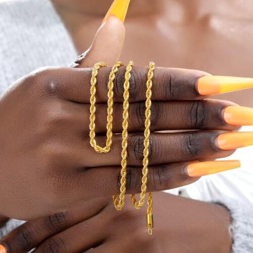 Punk Twist Neck Chains Choker Necklace Collar Statement Hip Hop Gold Color Chain Necklaces For Women Men Jewelry Wholesale