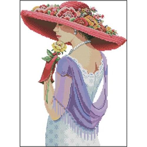 Girl with flowers patterns Counted Cross Stitch 11CT 14CT 18CT DIY Chinese Cross Stitch Kits Embroidery Needlework Sets