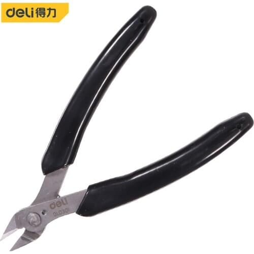 Deli 4.5 Inch Electrical Shearer Cr-V Diagonal Pliers Iron Wire Copper Wire Cutters With Labor-saved Spring Repair Tool Alicates