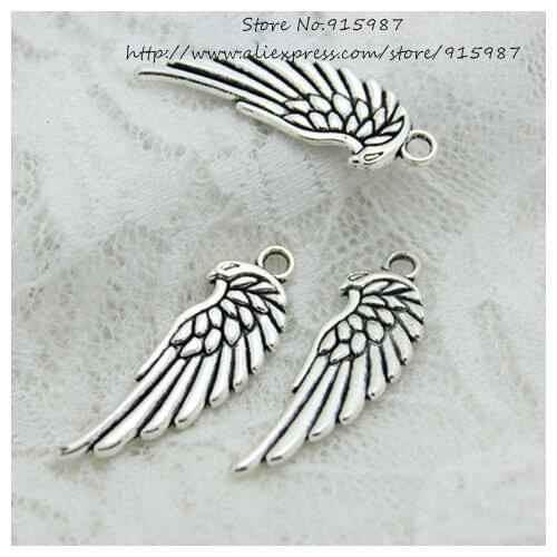 Sweet Bell Wholesale (40 pieces/lot) 11*34mm Antique Alloy eagle Angel Wings Jewelry Pendants Charm 2D235