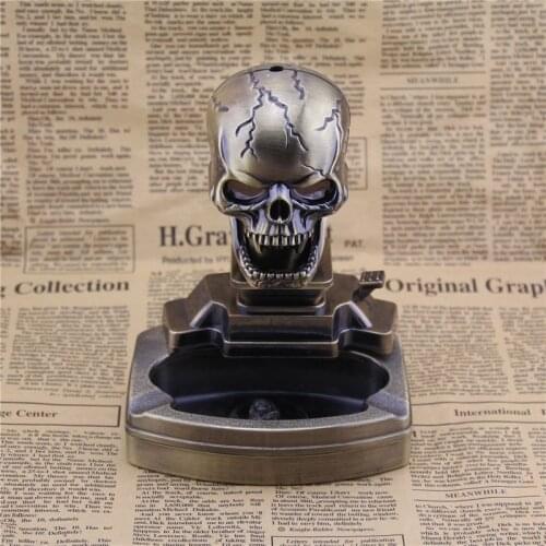 New Skull Torch Windproof Lighter Free Fire Ashtray Butane Gas Turbo Cigarette Box Smoke Pipe Lighter Inflatable Gadgets For Men