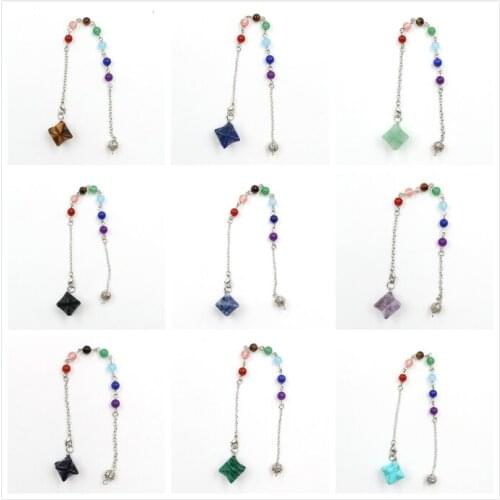 FYJS Unique Silver Plated Merkaba Star Point Chakra Tiger Eye Stone Pendant Cherry Quartz Jewelry