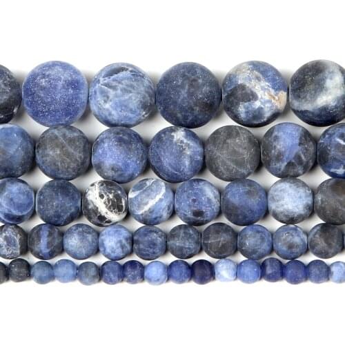Natural Stone Frosted Blue Stripe Veins Round Loose Beads For Jewelry Making Needlework Bracelet Diy Strand 4-12 MM