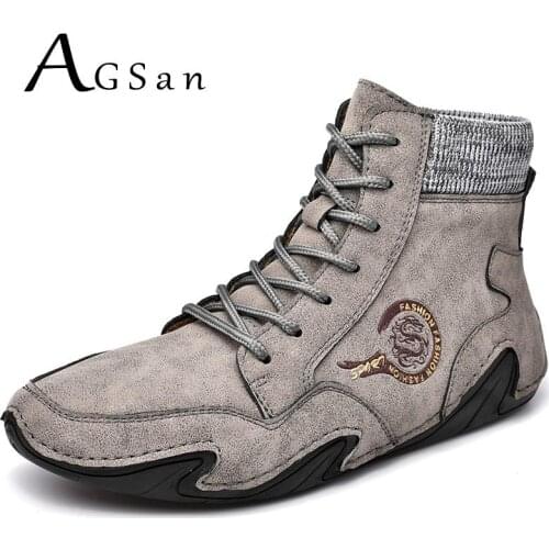 Genuine Leather Man Casual Shoes High Top Sneakers Driving Shoes Luxury Brand Men Shoes Waterproof Flats Big Size 46 Gray Shoes