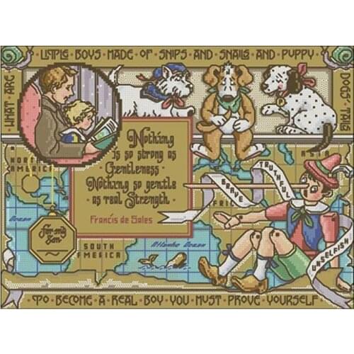 TOP To son cartoon patterns Counted Cross Stitch 11CT 14CT DIY wholesale Cross Stitch Kits Embroidery Needlework Sets