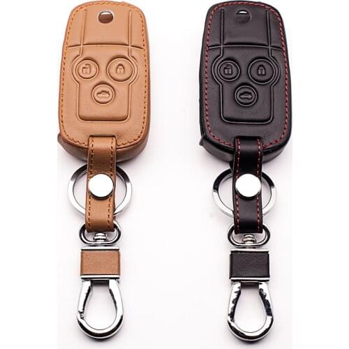 Latest top layer leather Key Case for Car Key Chain For Honda Accord City Civic Crv Element Fit Hrv Odyssey Crider Jed 3 buttons