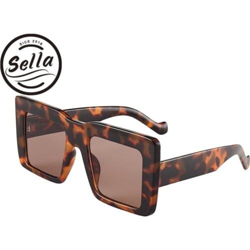 Sella 2021 New Trending Women Men Oversized Square Sunglasses European Style Candy Color Frame Street Style Glasses Eyewear