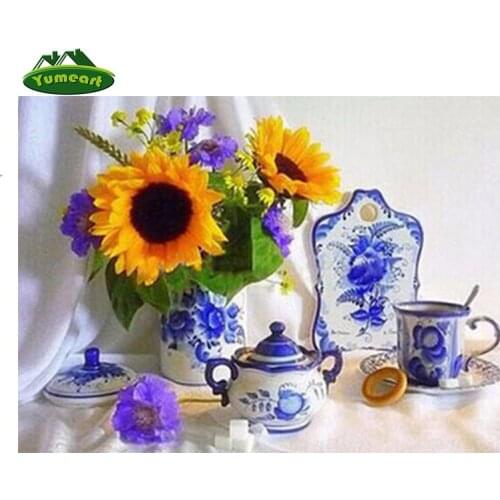 New Diy Diamond Painting Sunflower Cross Stitch Diamond Mosaic Embroidery Needlework Home Decoration Crystal Sqaure Drill