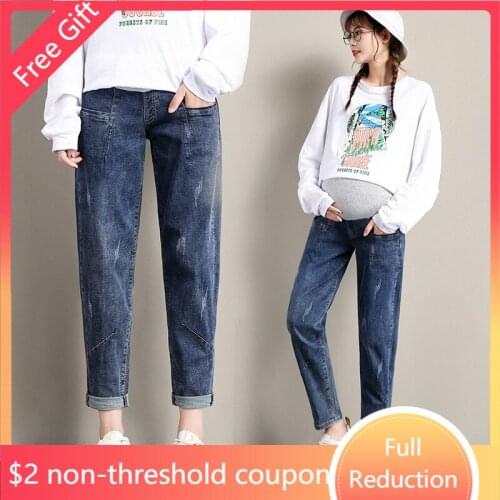 Autumn Winter Spring Jeans Maternity Harem Pants for Pregnant Women Clothe Casual Loose Abdominal Pregnancy Jeans Maternity Clot
