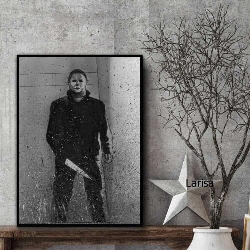 Posters Black and White Movie Picture Portrait Horror Canvas Wall Art Painting for Interior Wall Loft Decoration Frameless