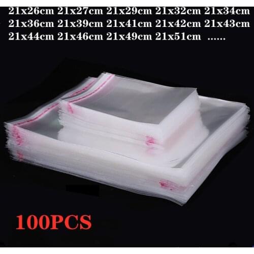 100pcs/multi-size transparent OPP self-adhesive bags books, stationery gifts, jewelry packaging, self-sealing glass plastic bags