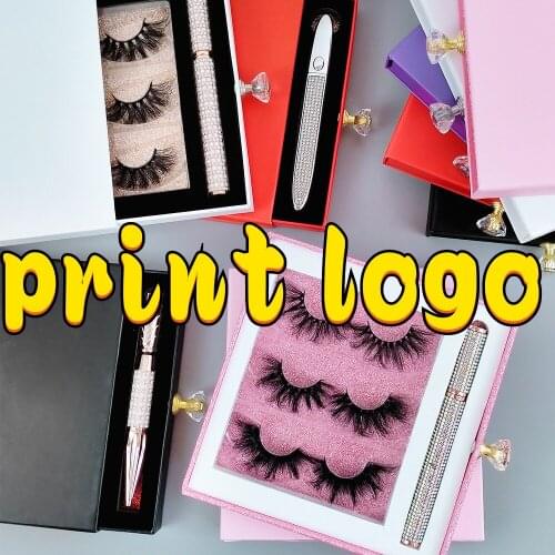 New print logo 5 color Eyelashes Book Self-adhesive Eyeliner Pen Faux Mink 5D Lashes False Eyelash Box Packaging makeup empty