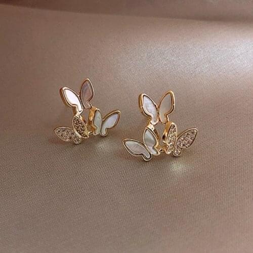 S925 Sterling Silver Earrings For Women Butterfly Earrings Fashion Crystal Student Earrings Jewelry Wholesale