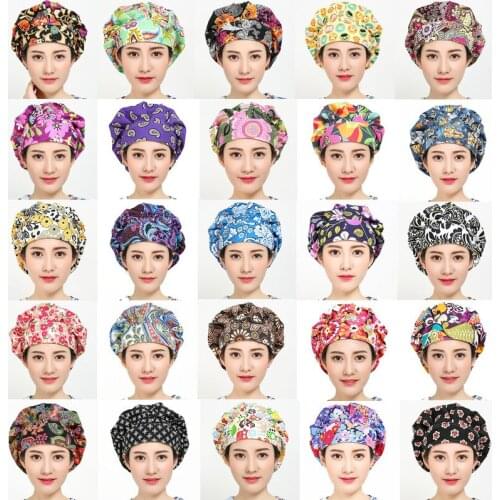 Women Scrub Caps Printing Hat for Men and Women Adjustable Scrub Hat Pet and Caps Washable Beanie for Women Unisex