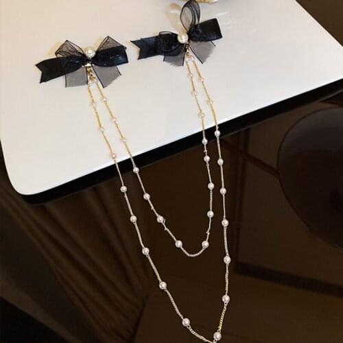 Temperament Chain Tassel Pearl Bow Hairpin Super Fairy Girl Side Clip Spring Clip Hairpin Net Red Hair Accessories