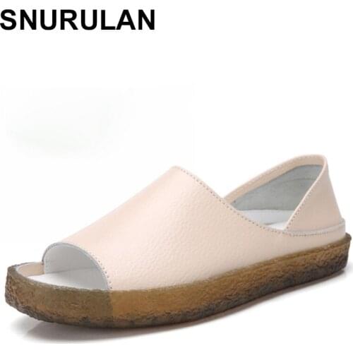 SNURULANHandmade genuine leather flat sandals for women, casual summer shoes, gladiator sandals for women, large size 35-43E085