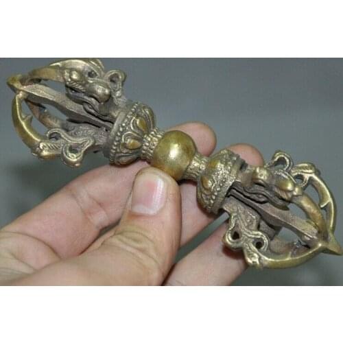 Old Tibetan Tantra Buddhism fane Bronze Dorje Phurpa Pestle Vajra Talismans FaQi