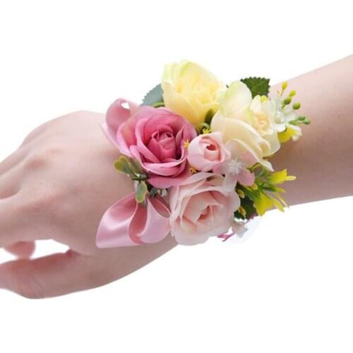 Wedding Bridal Wrist Corsage with Pearl Accessories Bridesmaid Girls Brace Party Brooch Decoration