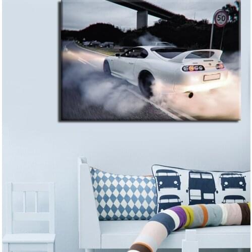 Toyota Supra Drifting Car 14x21 24x36In Art Poster Canvas Prints Painting Home Decor Wall Pictures