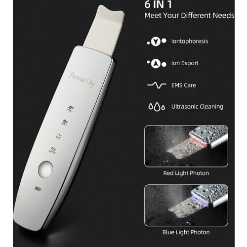 Foreverlily Ultrasonic Skin Scrubber Deep Face Cleaning Machine Peeling Shovel Facial Pore Cleaner Face Skin Scrubber Lift Tool