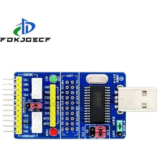 ALL IN 1 CH341A USB to SPI I2C IIC UART TTL ISP Serial Adapter Module EPP/MEM Converter For Serial Brush Debugging RS232 RS485